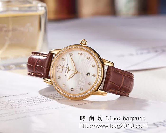 LONGINES浪琴 音符波紋貝母面 輕奢風女士腕表 WSS0583